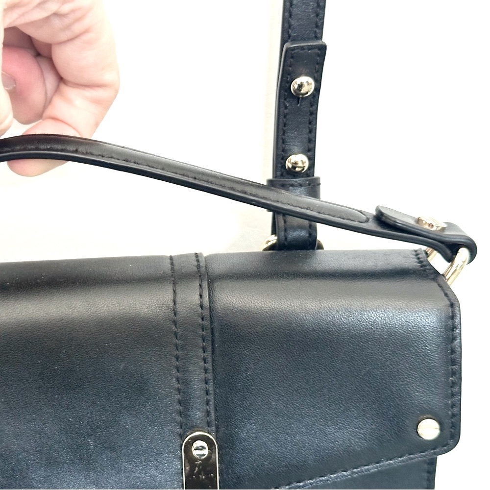 Milly ‘Bryant’ Leather Crossbody Bag in Black with Silver Hardware - Picture 12 of 16